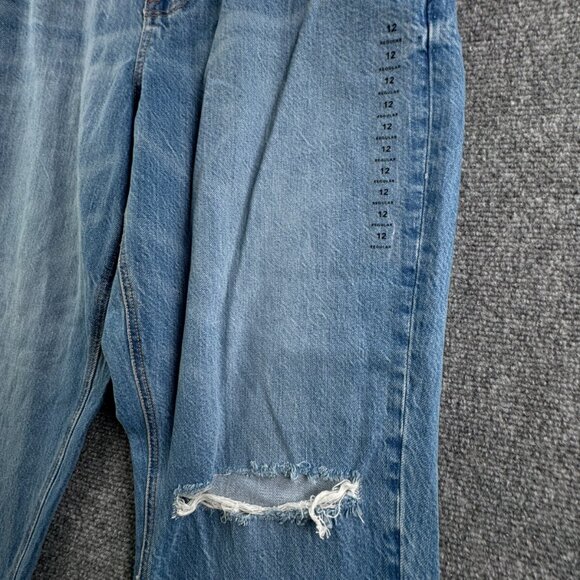 NWT American Eagle Women Jeans Blue Denim Pant Mom Highest Rise 12 31W Elastic - Picture 4 of 15